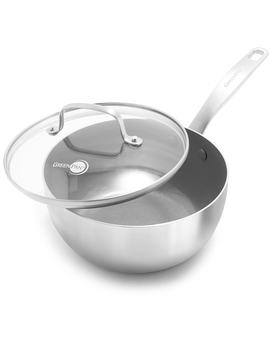 Greenpan Chatham Tri-ply Stainless Steel Healthy Ceramic Nonstick 2.5qt Chef's  Pan In Silver