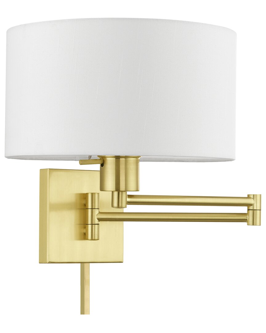 Livex Lighting 1 Light Satin Brass Swing Arm Wall Lamp In Gold