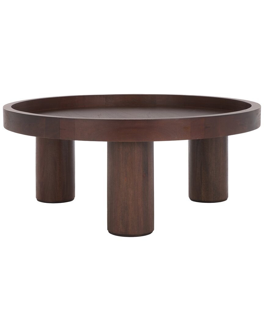 Safavieh Meek 3 Leg Round Coffee Table In Brown