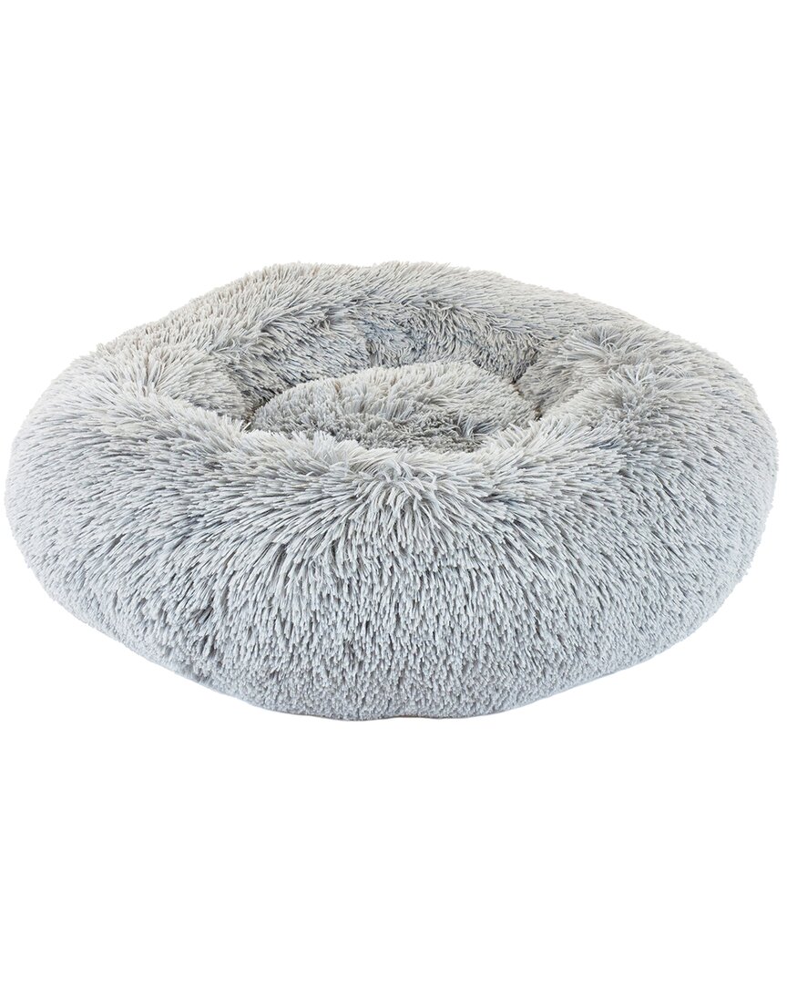 Precious Tails Super Lux Large Fur Donut Pet Bed In Gray