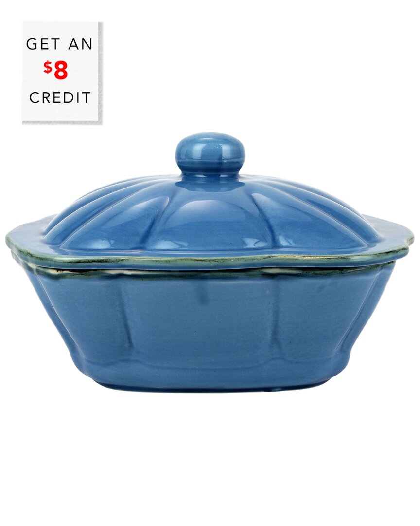 Vietri Italian Bakers Square Covered Casserole Dish With $8 Credit In Blue
