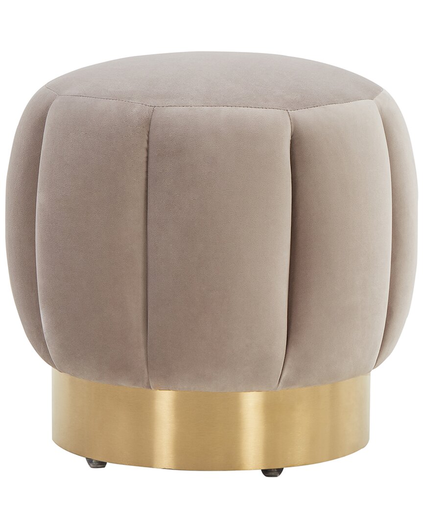 Safavieh Couture Maxine Channel Tufted Ottoman In Taupe