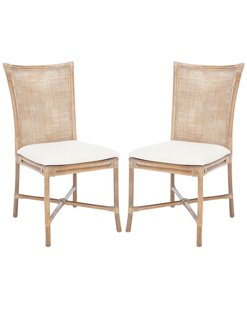 Shop Safavieh Set Of 2 Chiara Rattan Accent Chairs With Cushions In Grey