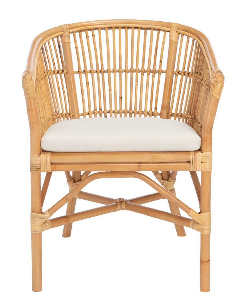 Shop Safavieh Couture Olivia Rattan Accent Chair W/ Cushion In Natural