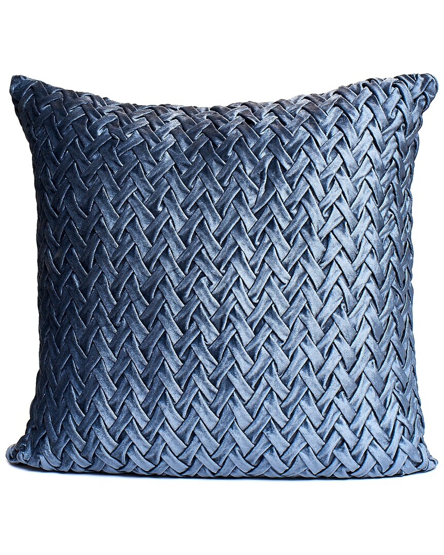 Harkaari Loose V Style Smocked Velvet Throw Pillow In Blue