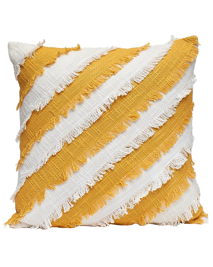Harkaari Mustard And White Diagonal Alternate Fridge Throw Pillow