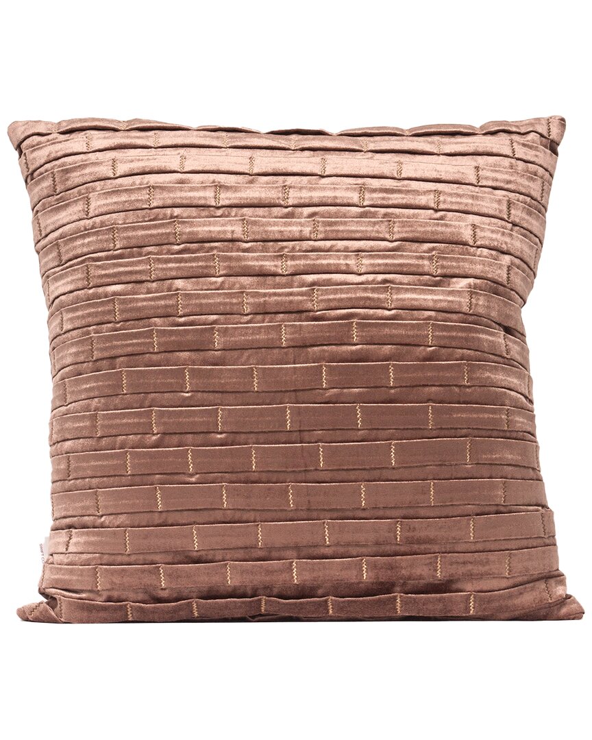 Shop Harkaari Pleated Brick Design Velvet Throw Pillow In Taupe