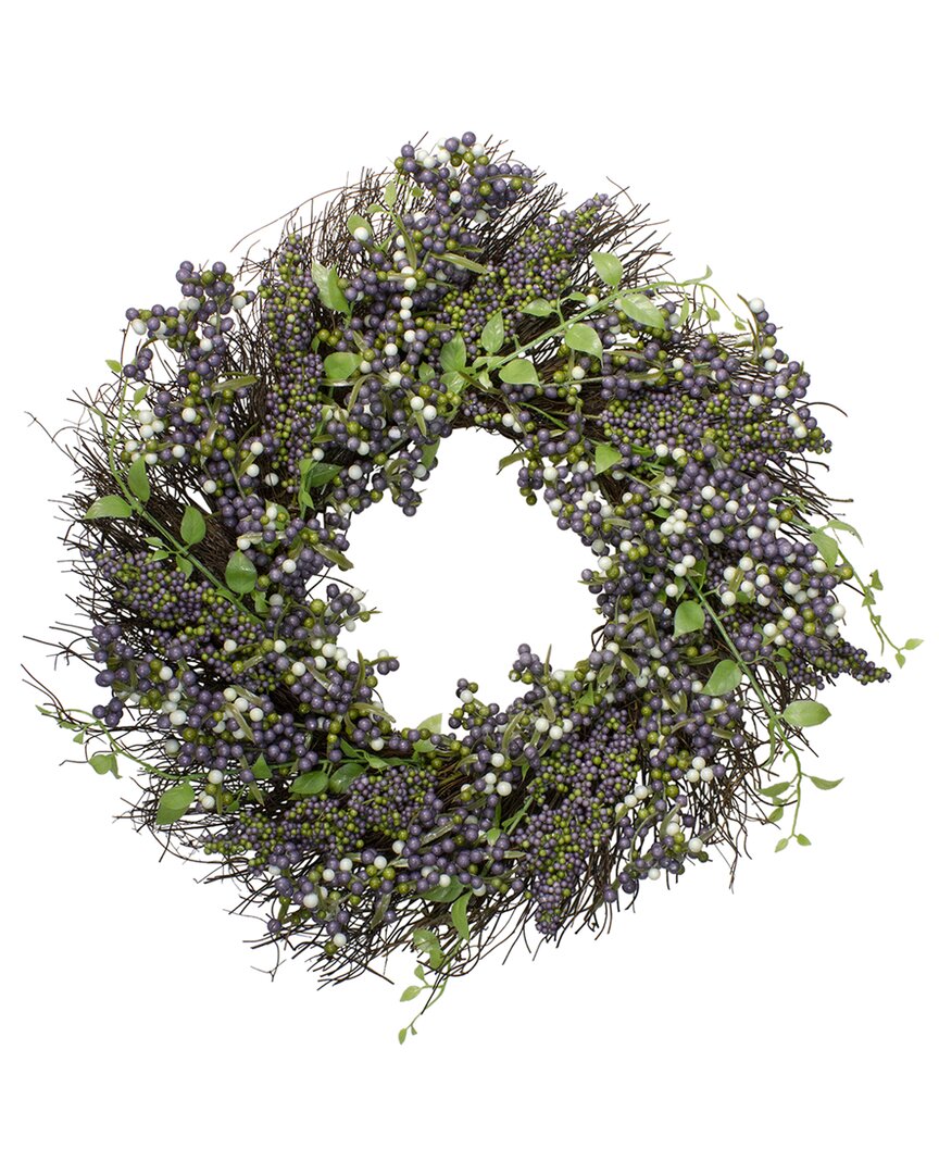 Northlight Purple Mini Berry Artificial Thanksgiving Wreath 22-inunlit In Plum