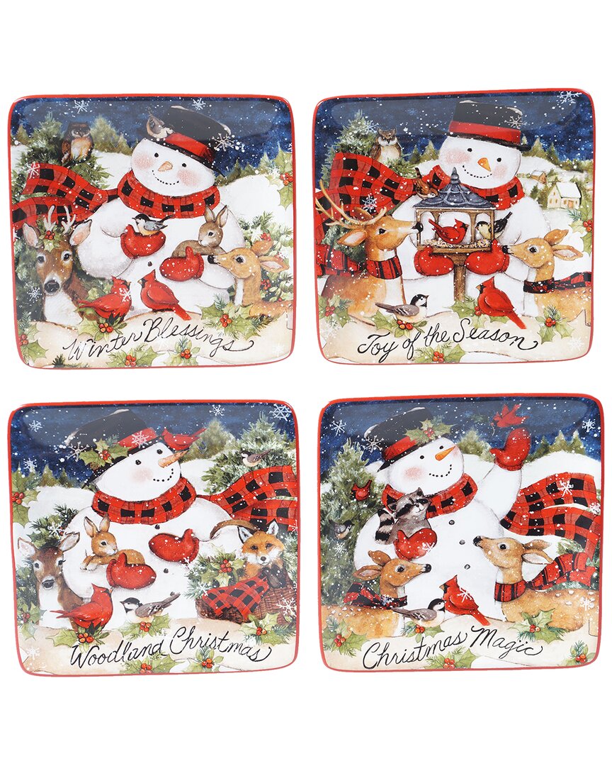 Certified International Magic Of Christmas Snowman Canape Plates (set Of 4)