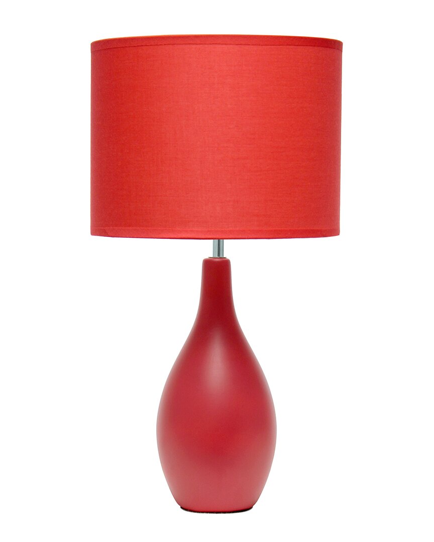 Lalia Home Essentix 18.11in Traditional Standard Ceramic Dewdrop Table Desk Lamp In Red