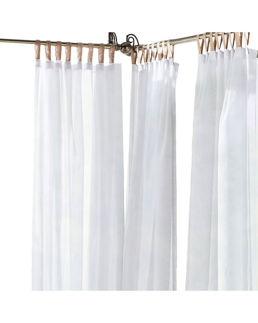 Elrene Darien Solid Indoor/outdoor Sheer Adhesive Loop Tab Top Window Curtain  Panel In White