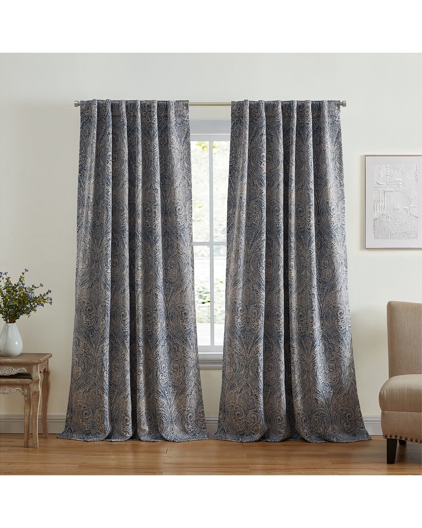 Elrene Vittoria Paisley Printed Blackout Curtain Panel In Blue
