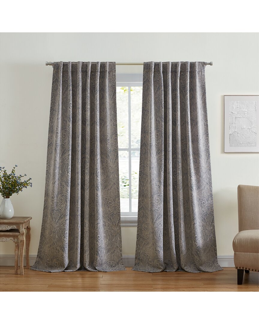 Elrene Vittoria Paisley Printed Blackout Curtain Panel In Gray