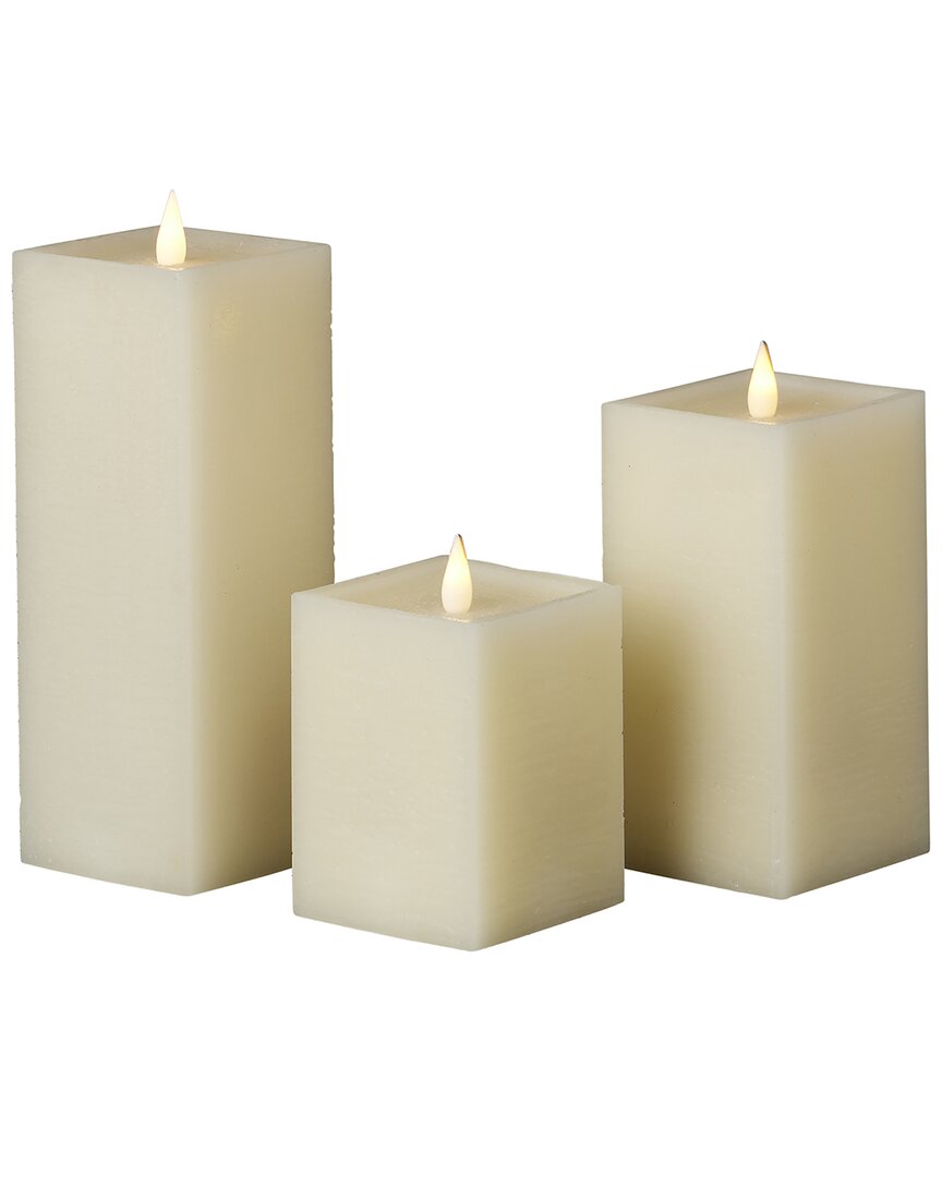 Seasonal Llc Classic Motion Flameless Square Candle 3pc Set In White