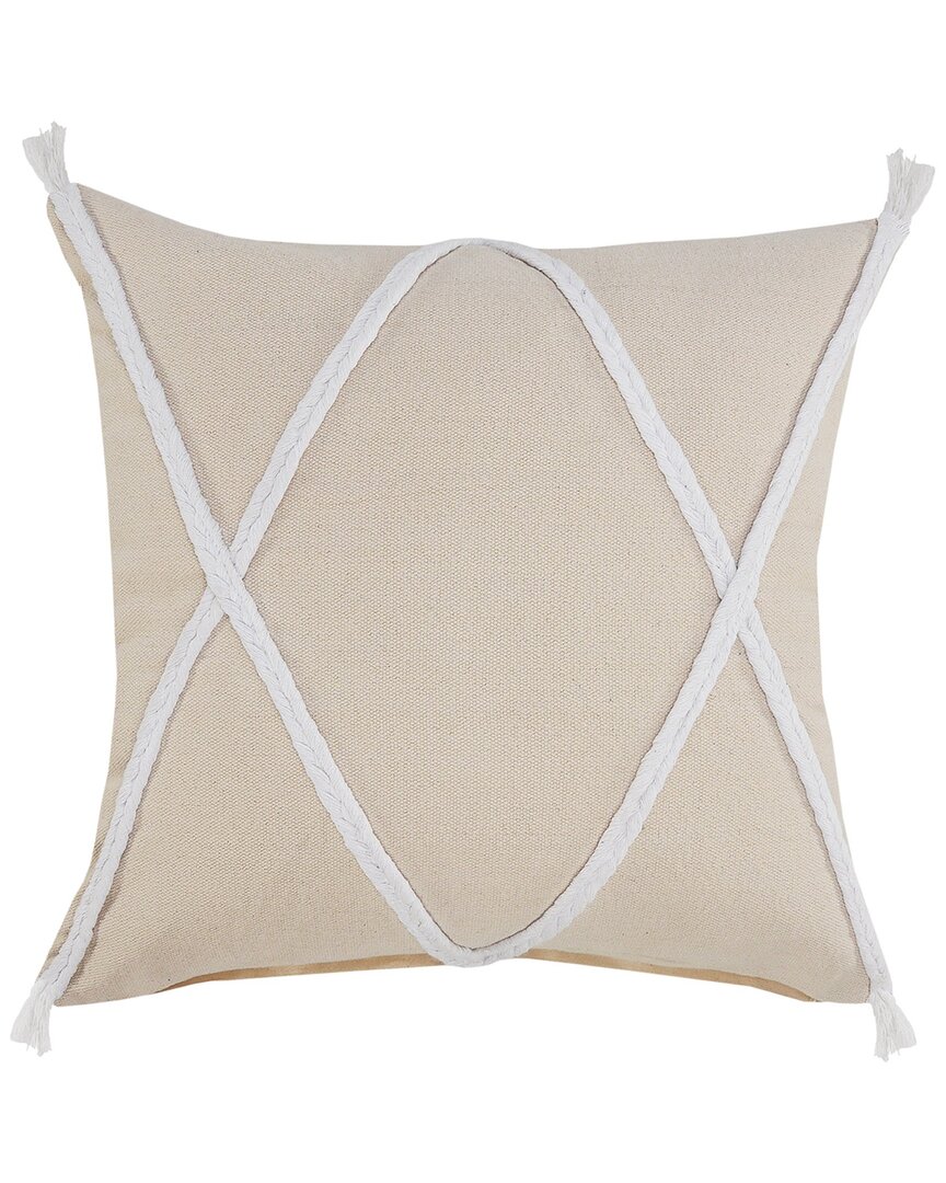Lr Home Tan Sindy Coastal Geometric Braided Throw Pillow In Brown
