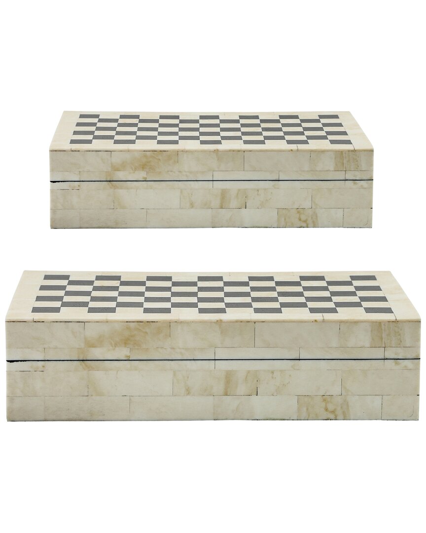 Sagebrook Home Set Of 2 Checkered Boxes In Black