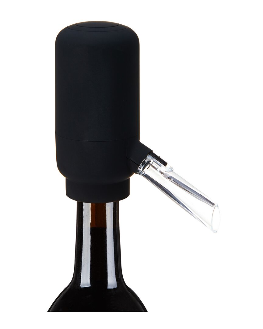 True Set Of 3 Electric Wine Pourer And Stoppers In Black