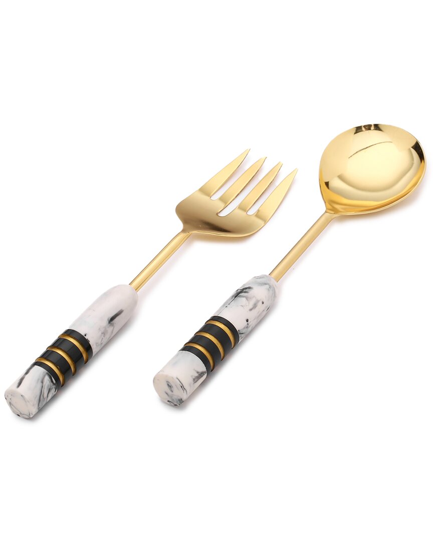 Tiramisu Gold Plated Metal & Resin Salad Server 2 Piece Set