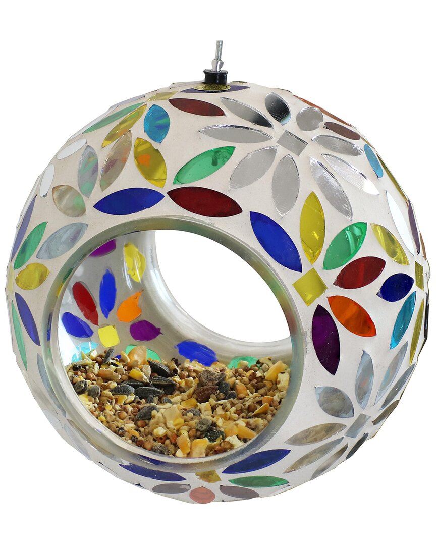 Sunnydaze Hanging Bird Feeder Rainbow Daisies Mosaic In Multi