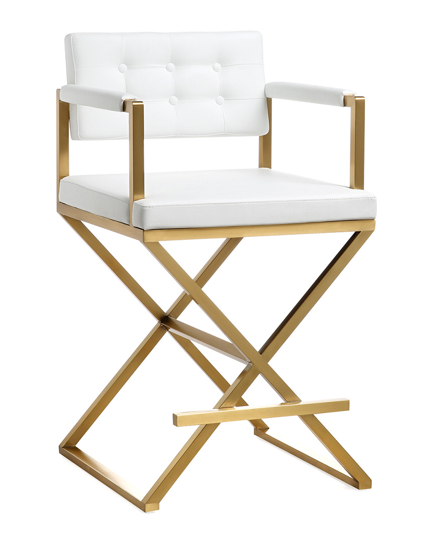Tov Furniture Director White Gold Steel Counter Stool