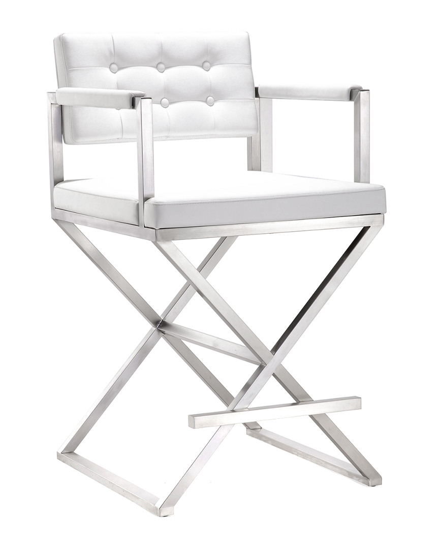 Tov Furniture Director White Steel Counter Stool