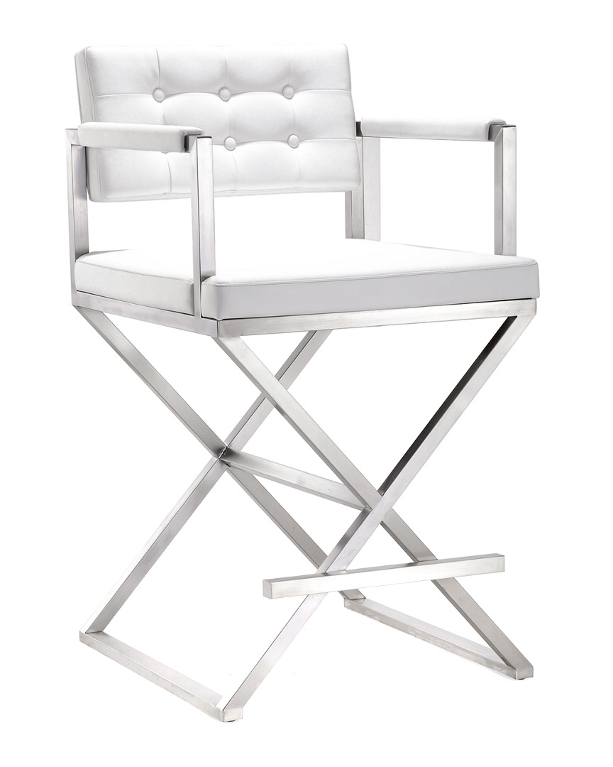 Tov Furniture Director White Steel Counter Stool