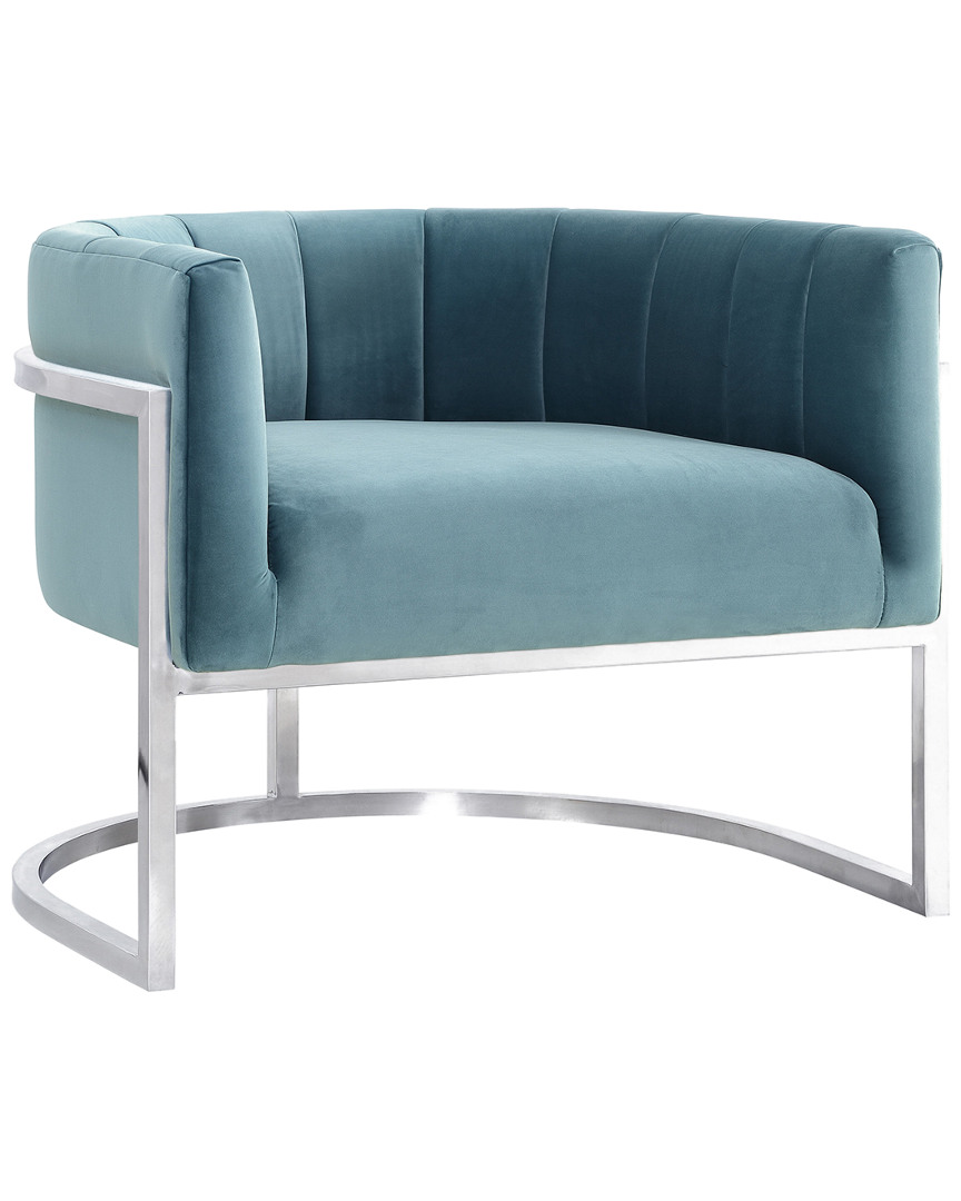Tov Furniture Magnolia Sea Blue Chair With Silver Base