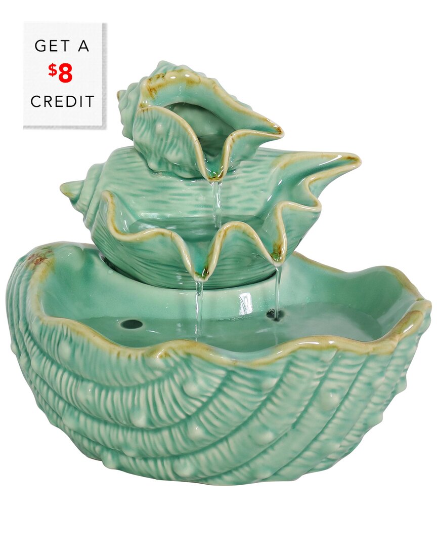SUNNYDAZE SUNNYDAZE INDOOR TABLETOP FOUNTAIN W/ STACKED SEASHELLS WATER FEATURE WITH $8 CREDIT 