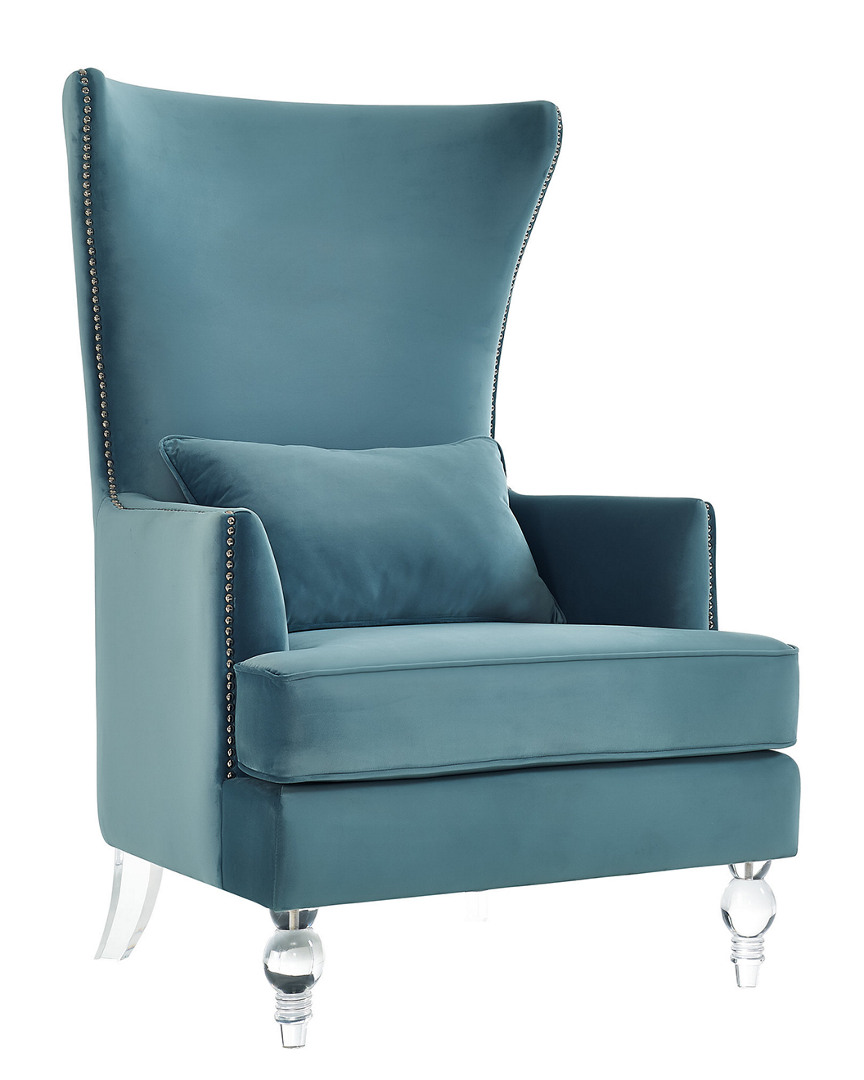 Tov Bristol Sea Blue Velvet Chair With Lucite Legs