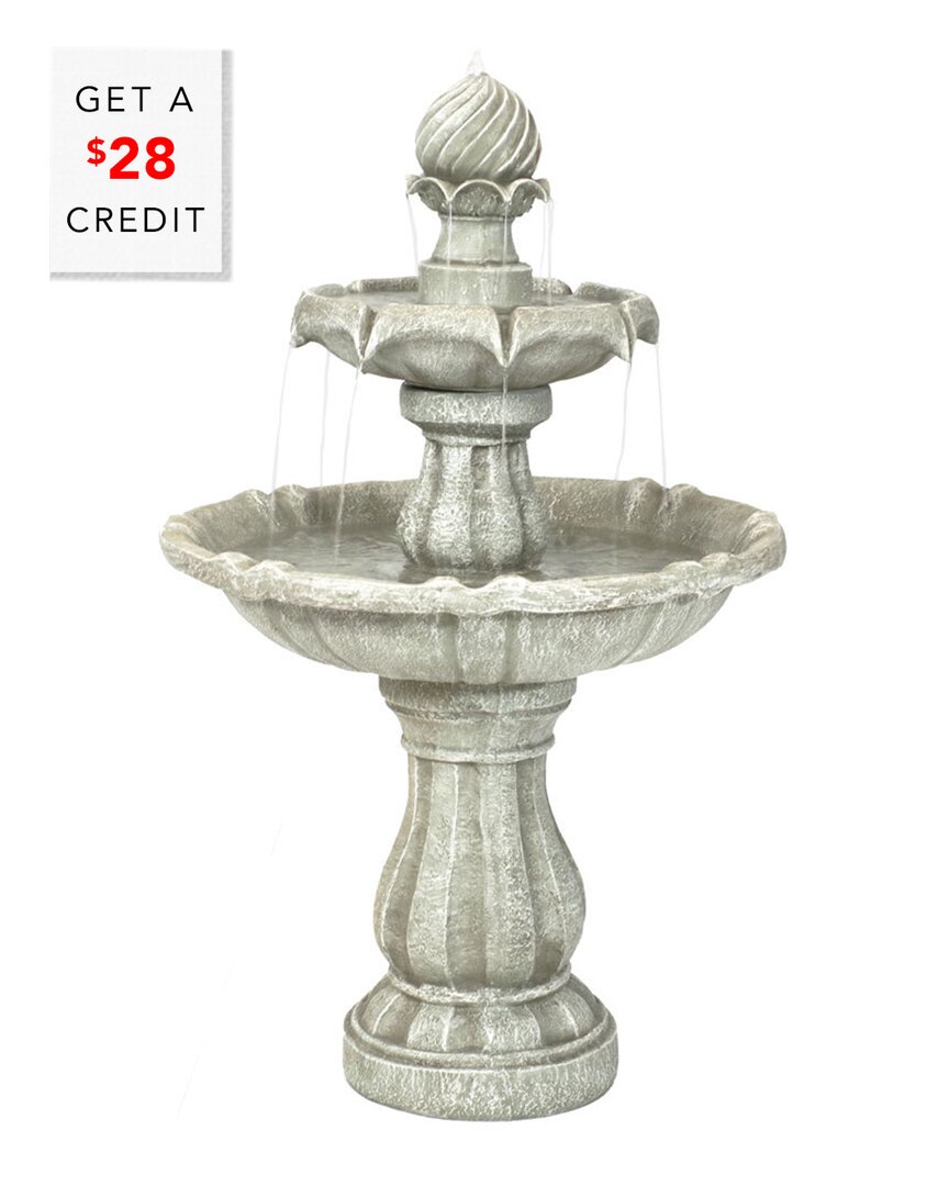 Sunnydaze 2-tier Solar Powered Water Fountain With $28 Credit In White