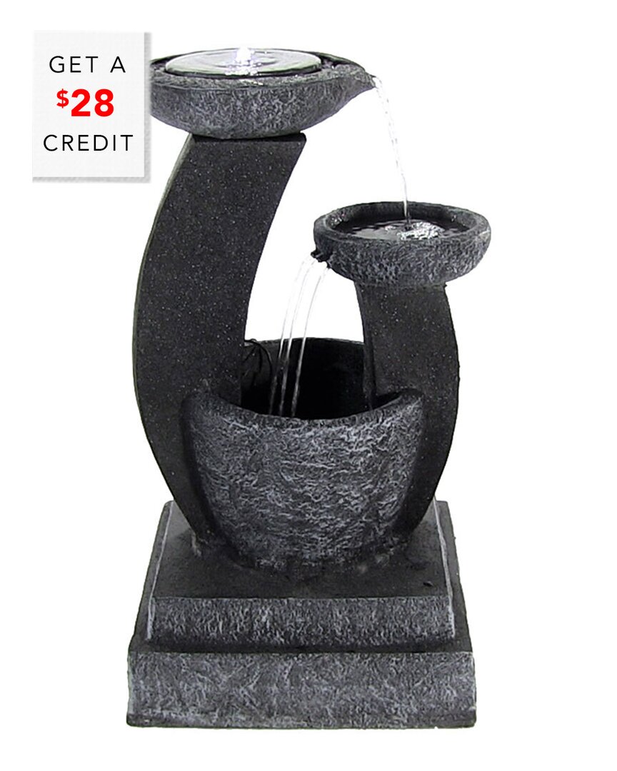 SUNNYDAZE SUNNYDAZE MODERN CASCADING BOWLS SOLAR FOUNTAIN WITH BATTERY BACKUP WITH $28 CREDIT 
