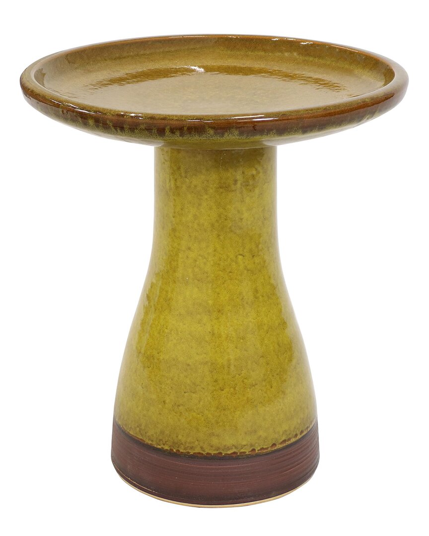 Sunnydaze Duo-tone Ceramic Bird Bath In Yellow