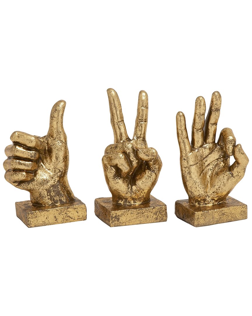 COSMOLIVING BY COSMOPOLITAN COSMOLIVING BY COSMOPOLITAN SET OF 3 HANDS GOLD POLYSTONE SCULPTURE