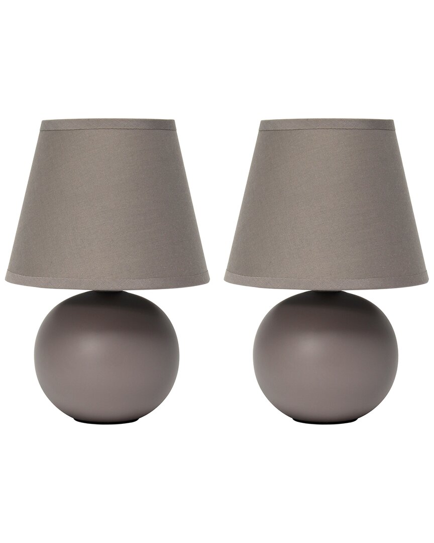 Lalia Home Nauru 8.66in Traditional Petite Ceramic Orb Base Bedside Table Desk Lamp 2pk Set In Grey