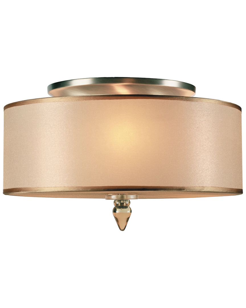 Crystorama Luxo 3-light Drum Shade Brass Flush Mount