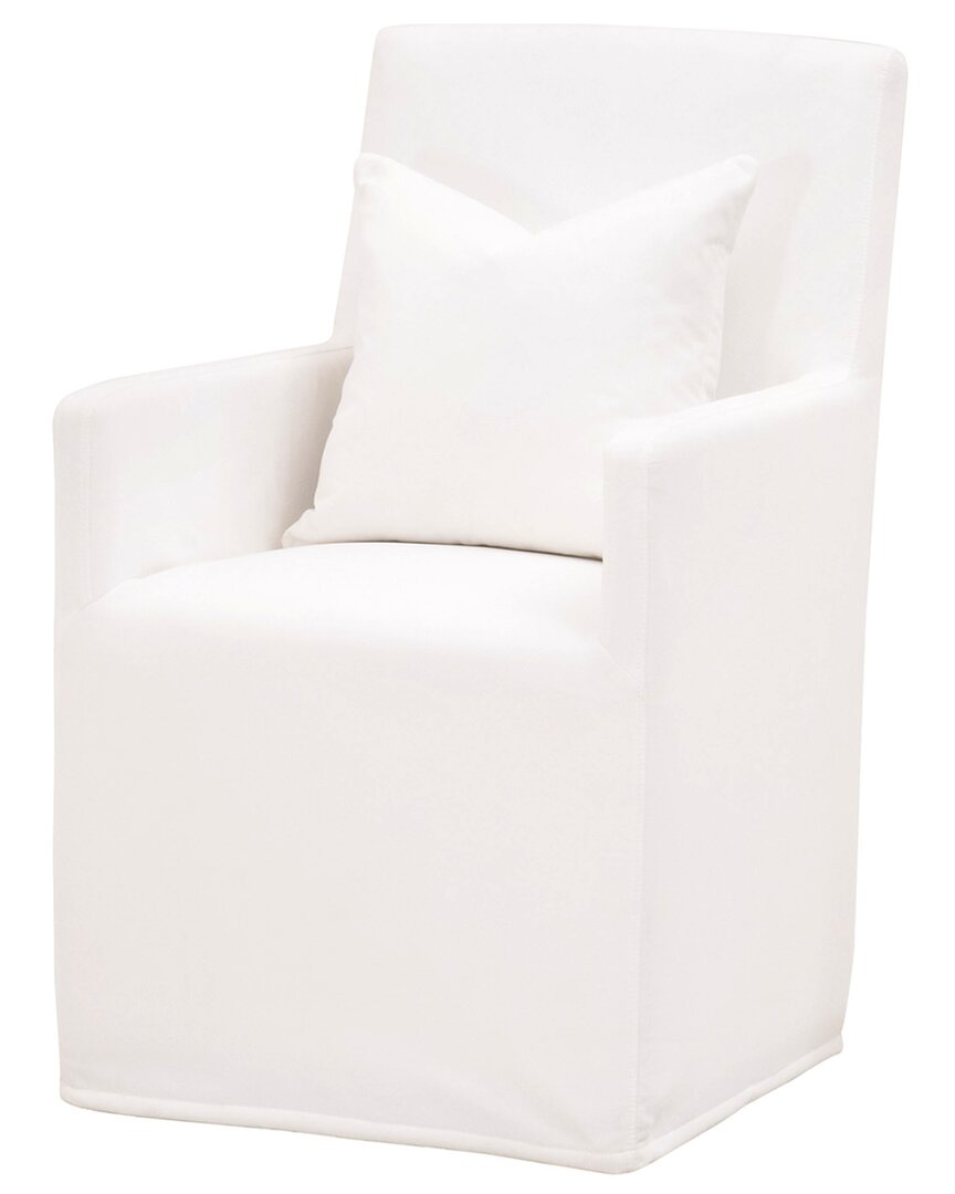 Essentials For Living Shelter Slipcover Arm Chair With Casters In White