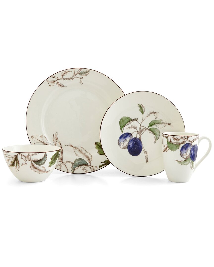 Portmeirion Nature's Bounty Plum 4pc Place Setting In White