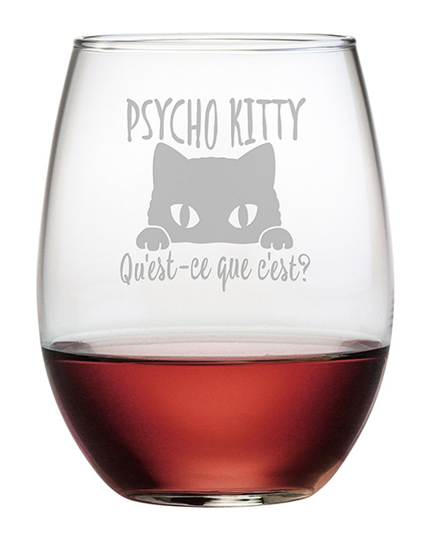 Susquehanna Glass Psycho Kitty Stemless Wine & Gift Box