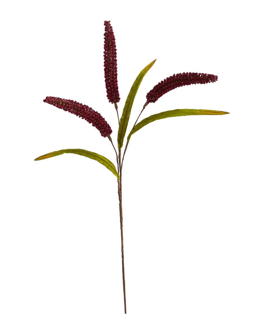 Nearly Natural Set Of Twelve 30in Sorghum Harvest Artificial Flower In Burgundy
