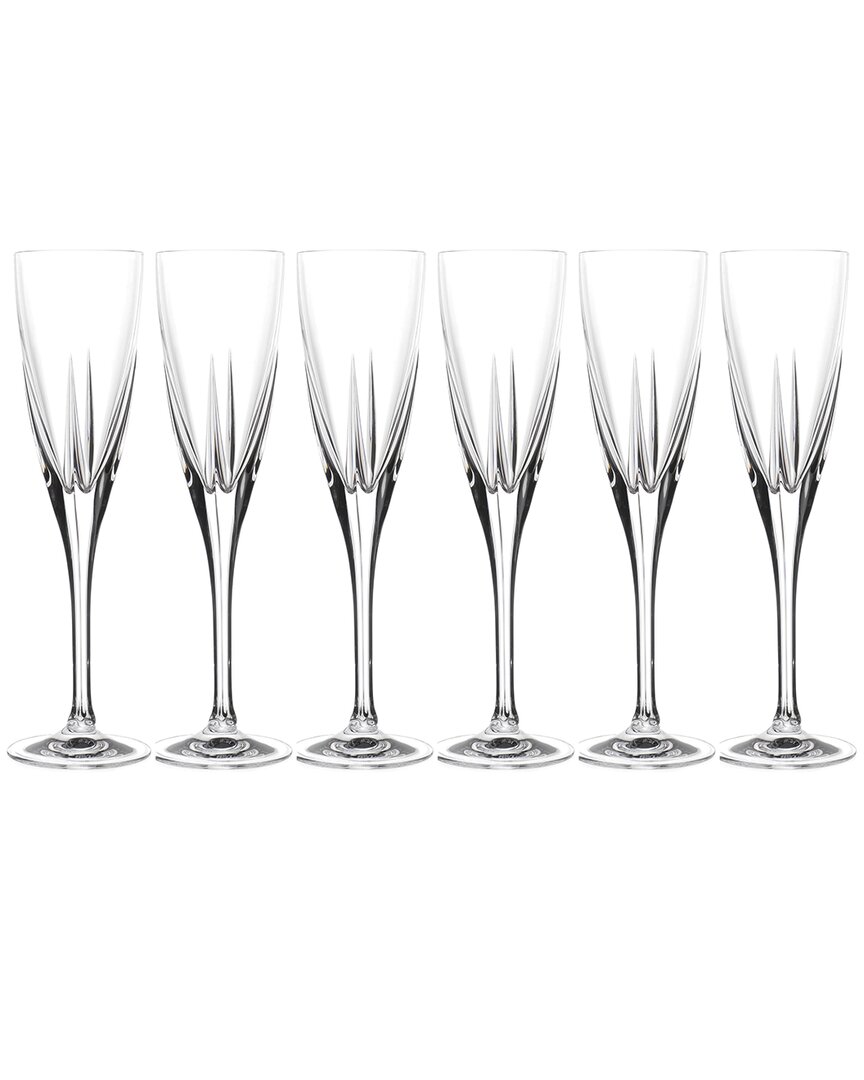 Barski European Crystal Glass Toasting Flute Champagne Glasses Set Of 6 In Clear