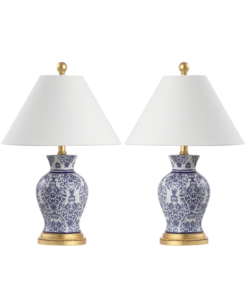 Jonathan Y Xia 21 Ceramic Iron Classic Modern Led Table Lamp In Blue