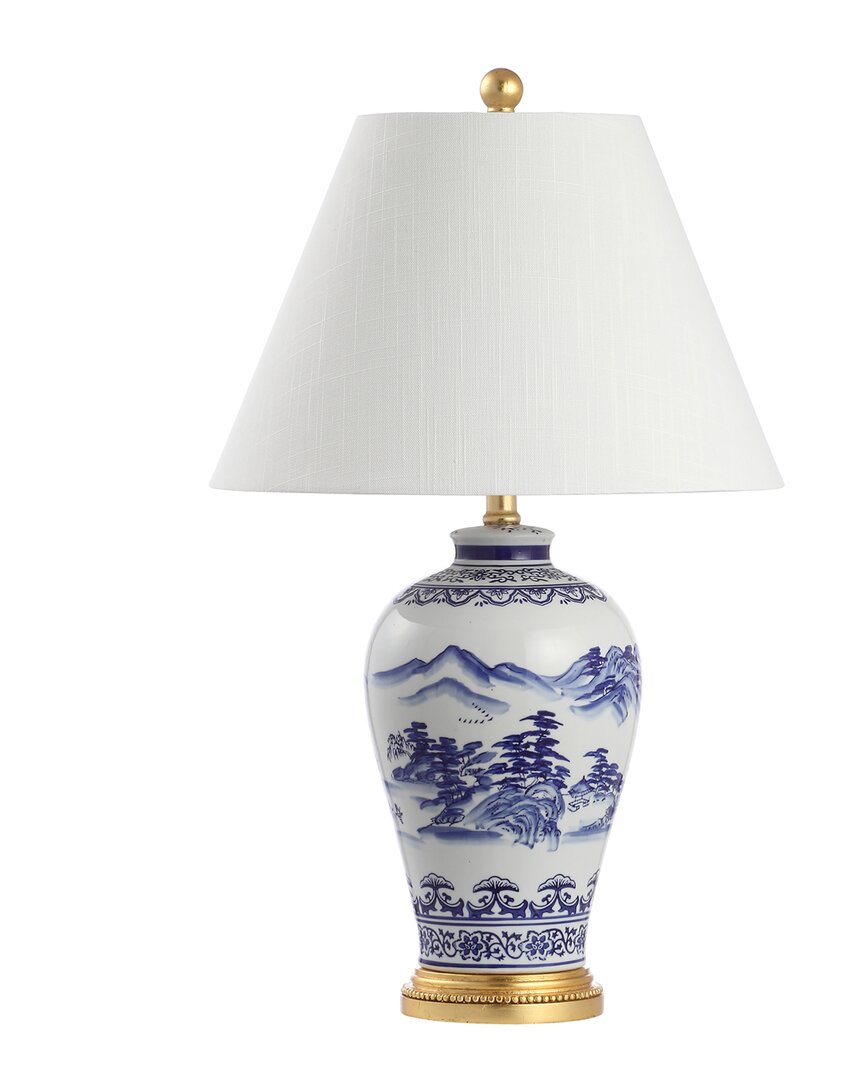 Jonathan Y Casi 17.5in Mid-century Globe Led Table Lamp In Blue