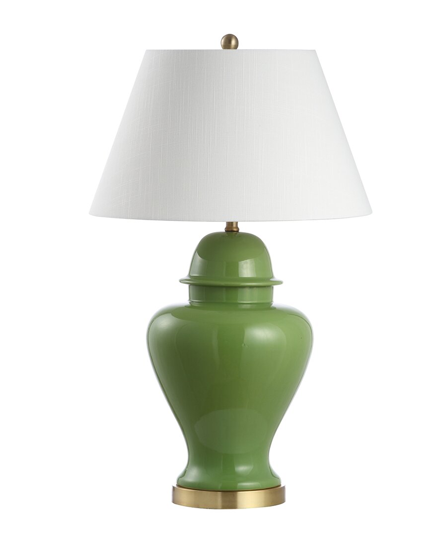 Jonathan Y Sagwa 33 Ceramic Iron Modern Classic Led Table Lamp In Green