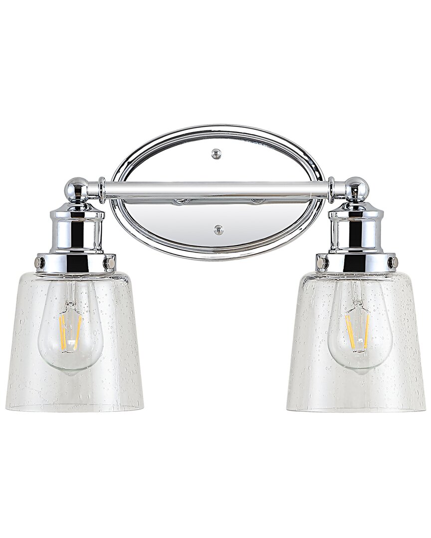 Jonathan Y Beverly 15 2 Light Iron Seeded Glass Classic Cottage Led Vanity Light In Metallic