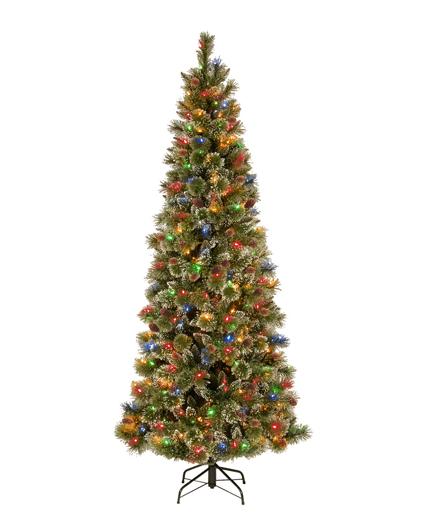 National Tree Company 7' Glistening Pine Pencil Slim Hinged Tree