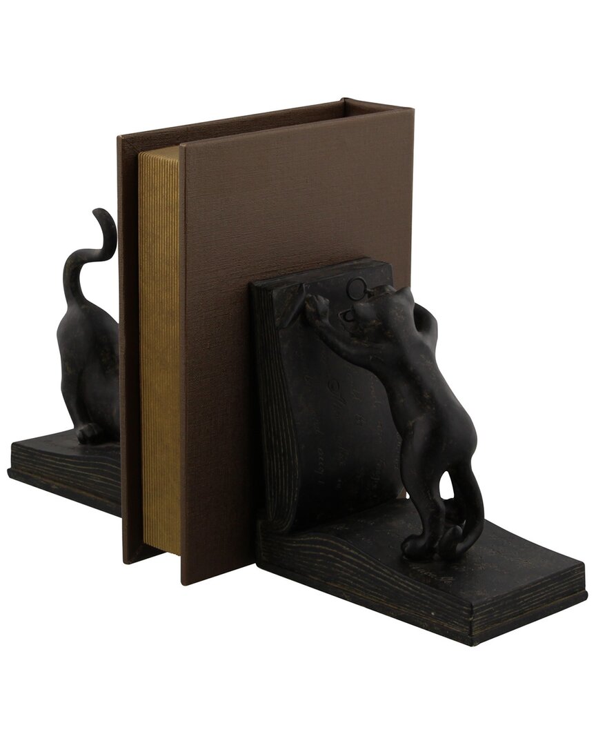 Peyton Lane Set Of 2 Eclectic Cats Polystone Bookends In Black