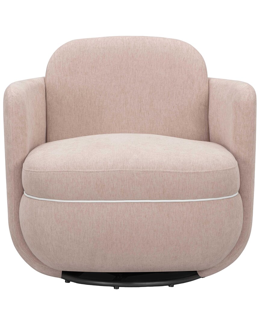 Tov Furniture Wolfie Light Blush Velvet Swivel Chair In Pink