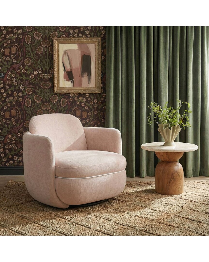 Tov Furniture Wolfie Light Blush Velvet Swivel Chair In Pink