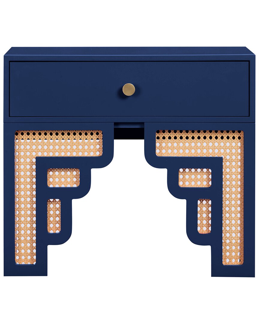 Tov Furniture Suzie Rattan Nightstand In Navy