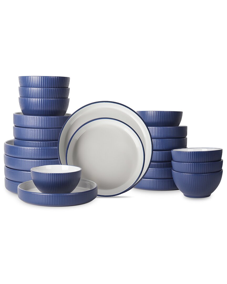 Christian Siriano Larosso 24pc Stoneware Dinnerware Set In Dark Blue